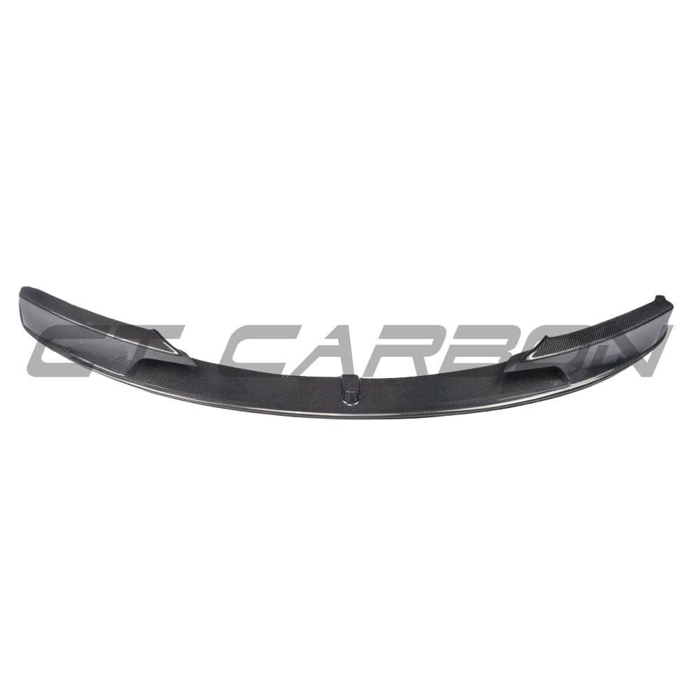 BMW 3 Series F30/F31 carbon fiber splitter by CT Carbon, V1, front view showing sporty aerodynamic design.