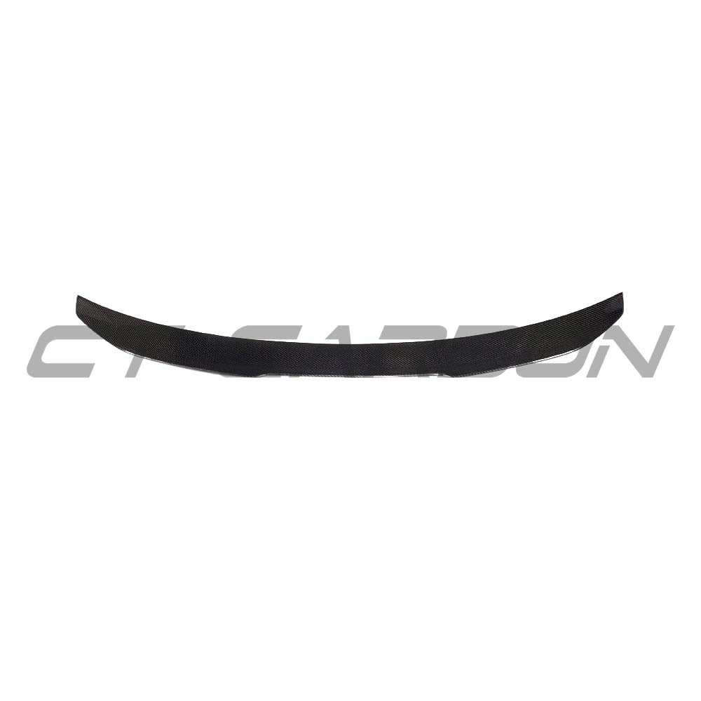 BMW M3 G80 G20 carbon fiber spoiler by CT Carbon, V6 style, with a sleek, wet carbon fiber finish on the car's rear.