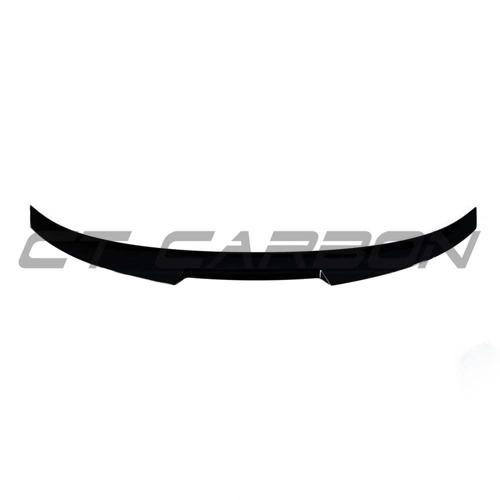 BMW 3 Series M3 F30 F80 CT Carbon gloss black spoiler viewed from the side, showing its sleek aerodynamic design.