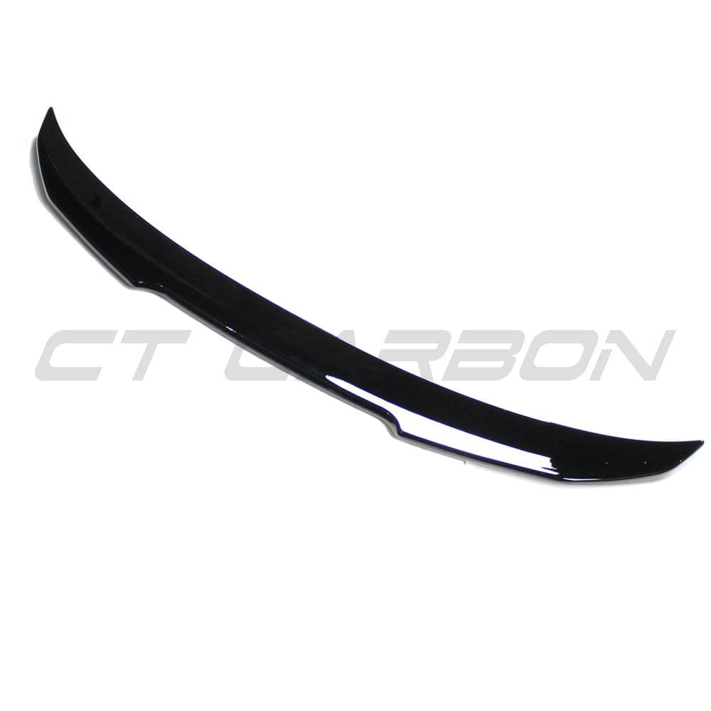 BMW 3 Series M3 G20 G80 gloss black spoiler by CT Carbon, showcasing a sleek aerodynamic design on a sports car.