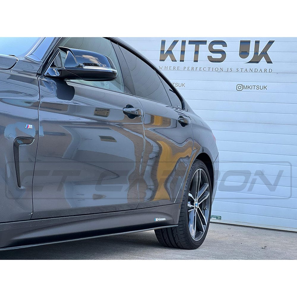 BMW 4 Series F36 2013-2020 gloss black full kit with twin exhaust by CT Carbon, includes rear and side exterior components.