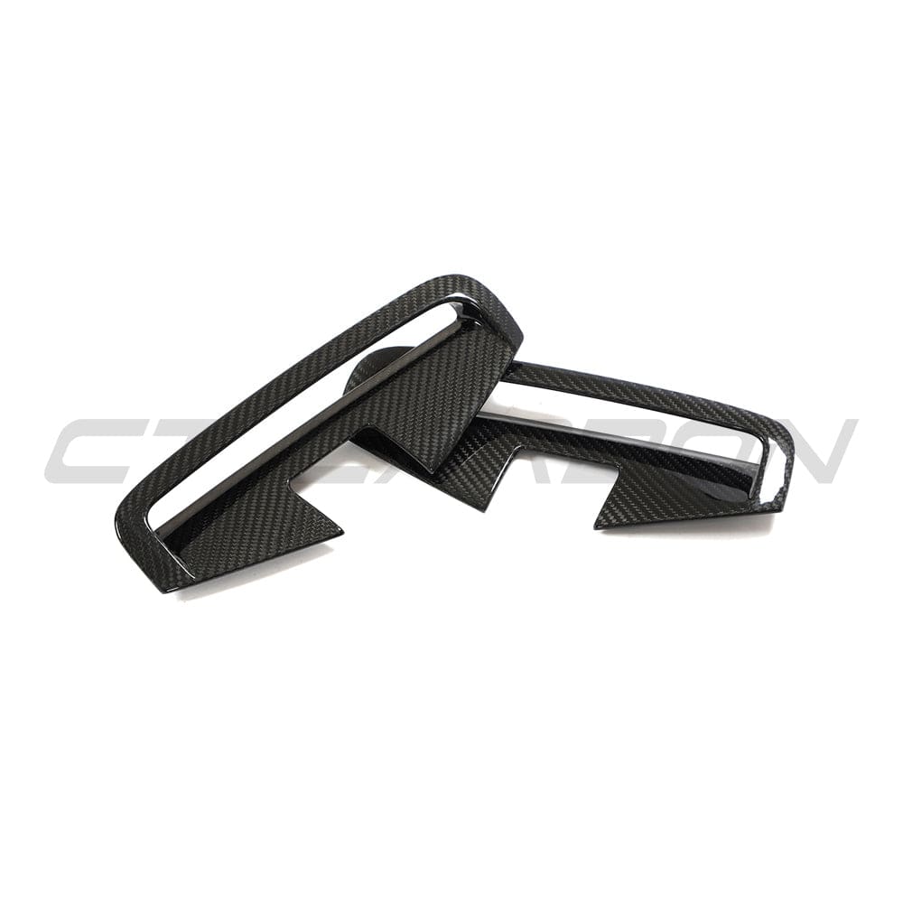 Set of four BMW 4 Series G22 G23 carbon fiber vents, car accessories by CT Carbon, showcasing sleek black textured finish.