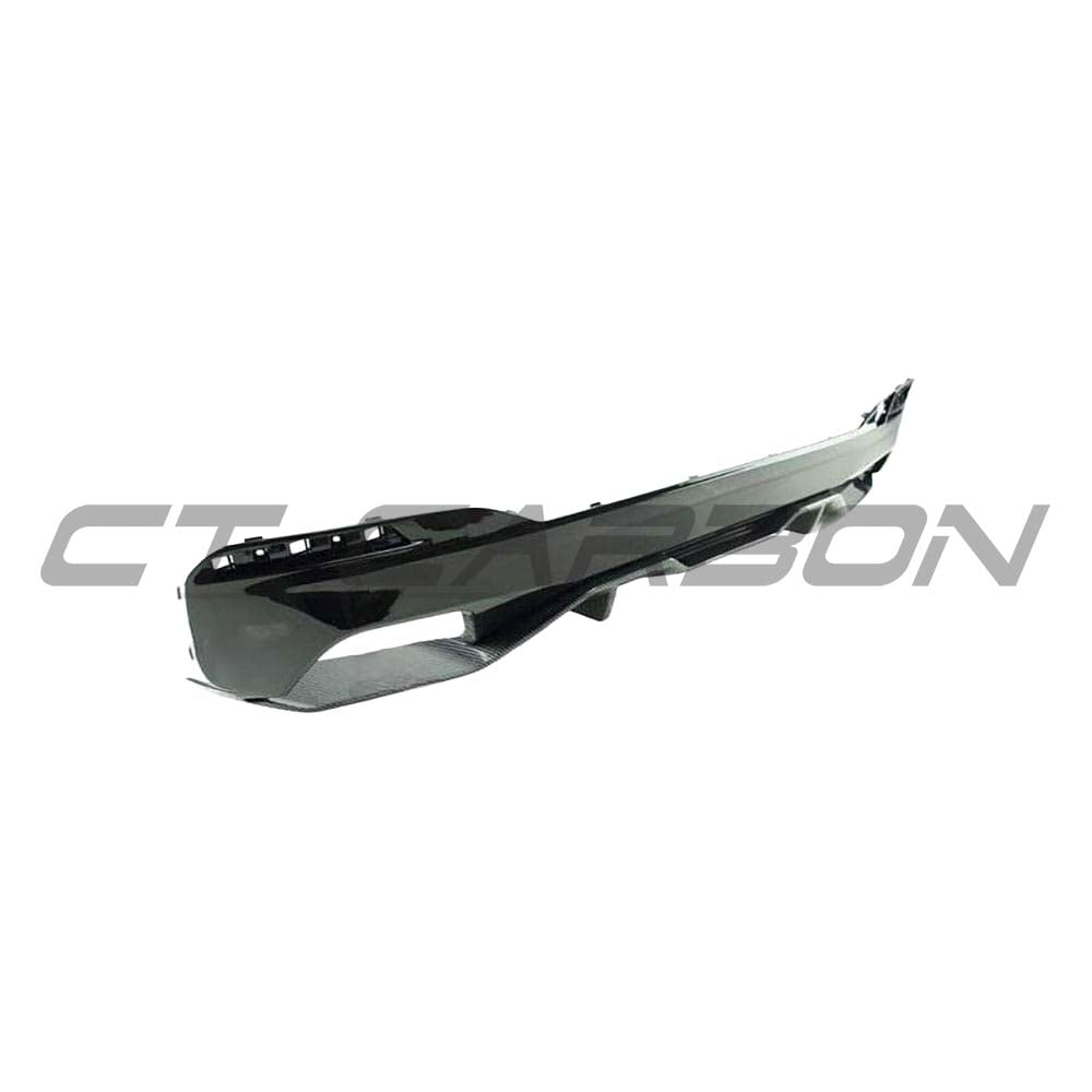 BMW 5 Series G30 G30 LCI 2021+ V4 gloss black kit by CT Carbon, full exterior styling kit with black accents on car body.