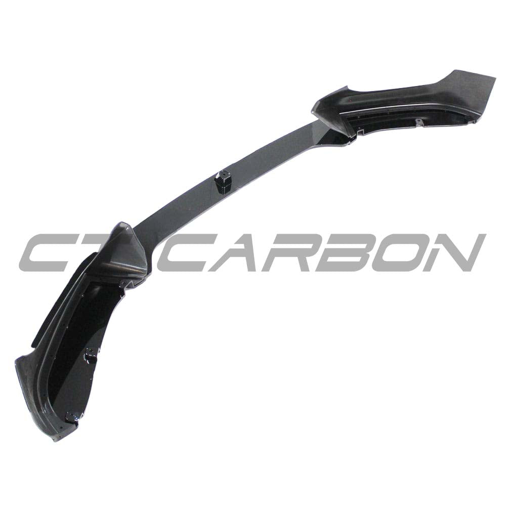 BMW F20/F21 1 Series LCI CT Carbon gloss black splitter installed on front bumper, showcasing sleek aerodynamic design.