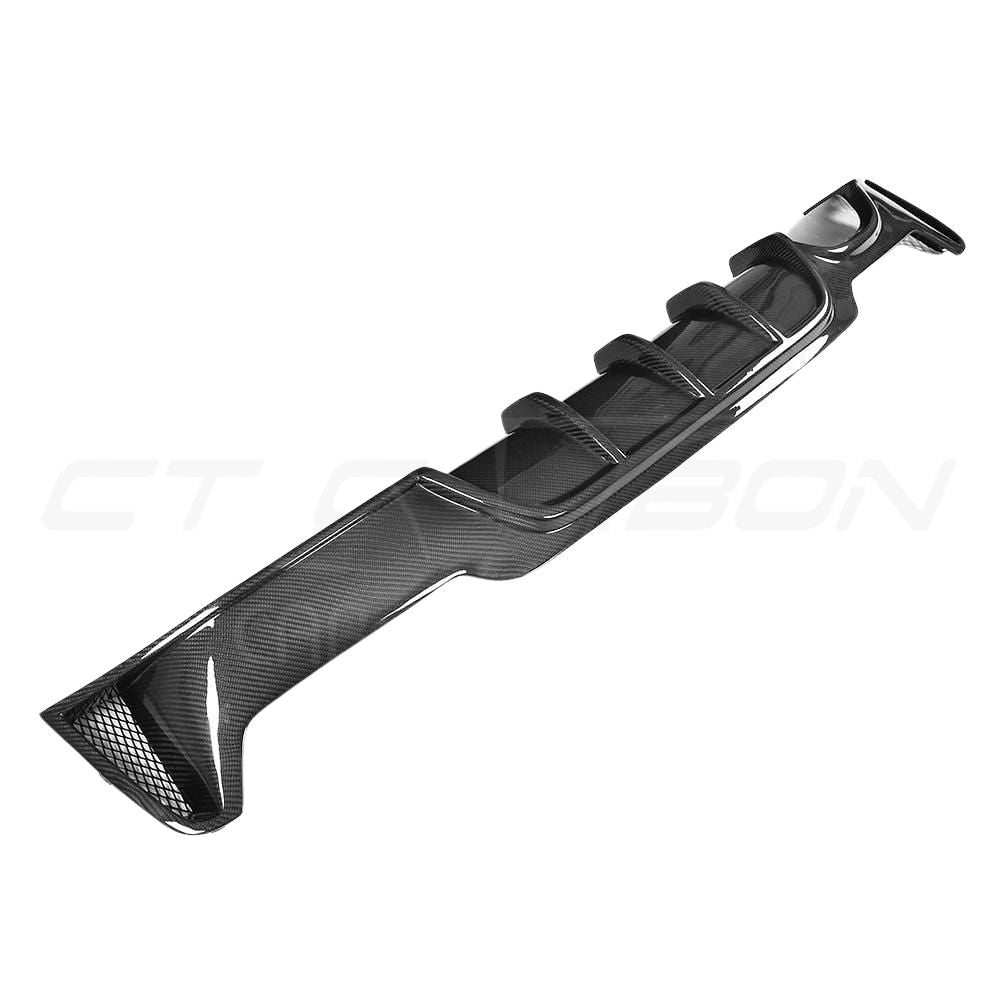 BMW F36 4 Series Coupe CT Carbon full carbon fibre kit with twin exhaust, showcasing sleek carbon fiber components on the car.