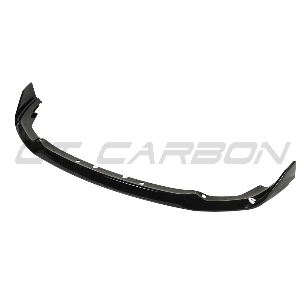 BMW F40 1 Series CT Carbon gloss black splitter, V1 style, with aerodynamic design and detailed finish visible in the image.