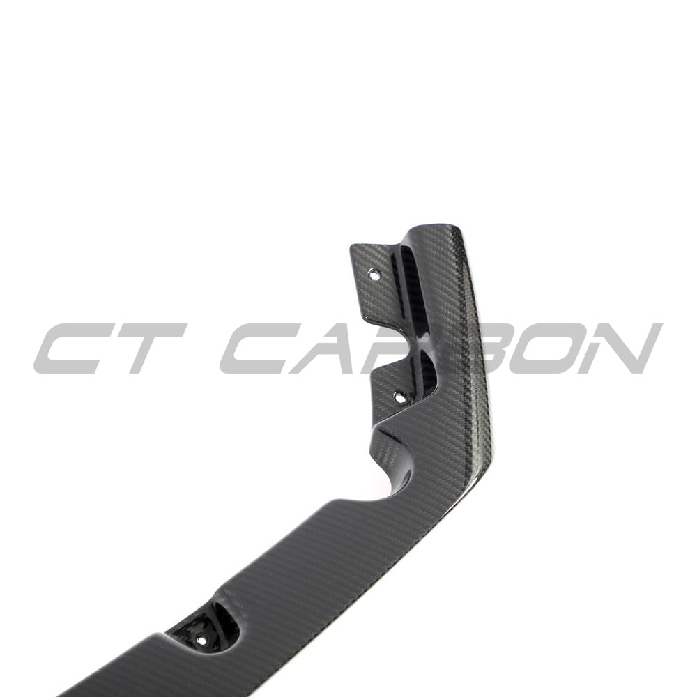 BMW F95 X5M 2023+ LCI carbon fibre splitter by CT Design, shown installed on the front bumper for enhanced sporty look.