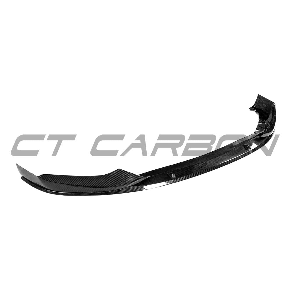 BMW G30 5 Series carbon fibre kit by CT Carbon, including M Sport splitter in V6 style, featuring sleek black carbon fibre finish.