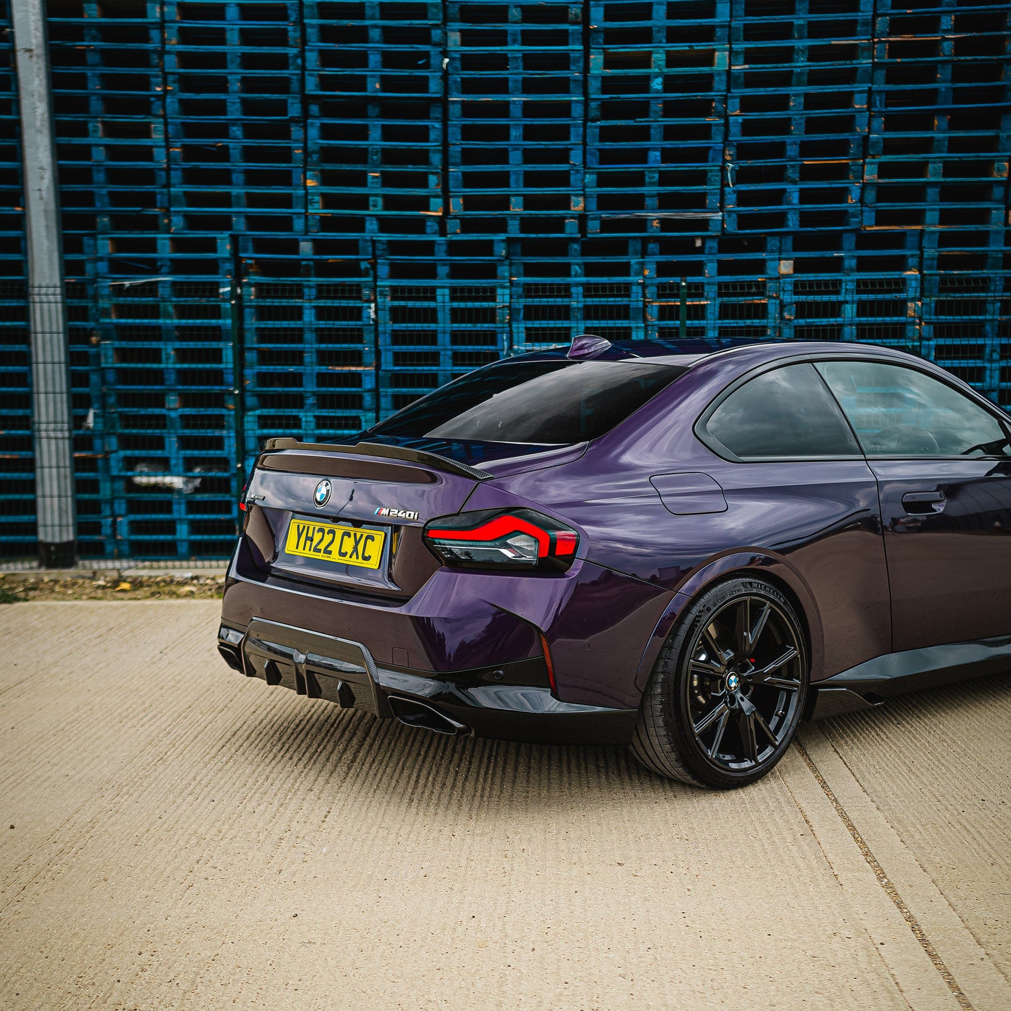 BMW G42 2 Series full carbon fiber kit by CT Carbon, showcasing sleek carbon fiber panels and aerodynamic design details.