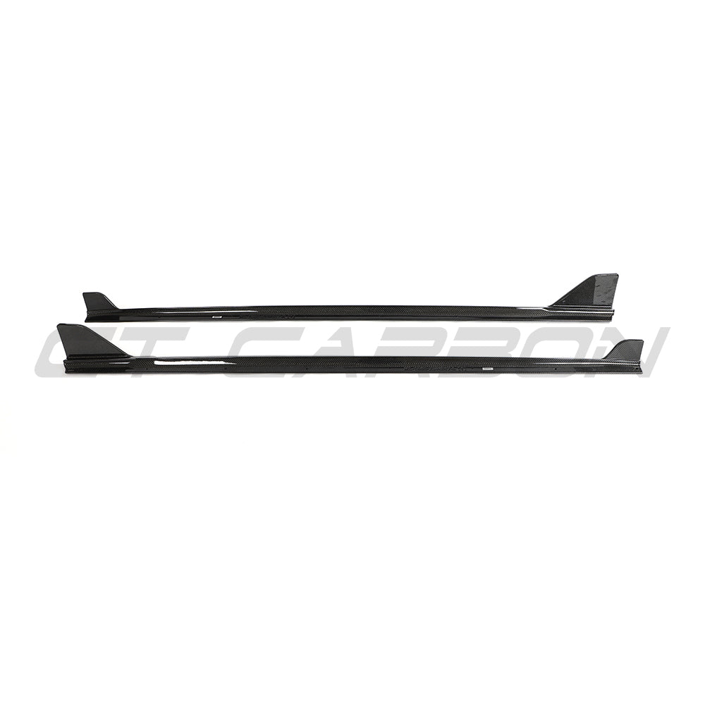 BMW G42 2 Series 2022+ CT Carbon full carbon fibre side skirts kit, showing the sleek, lightweight carbon fibre finish.