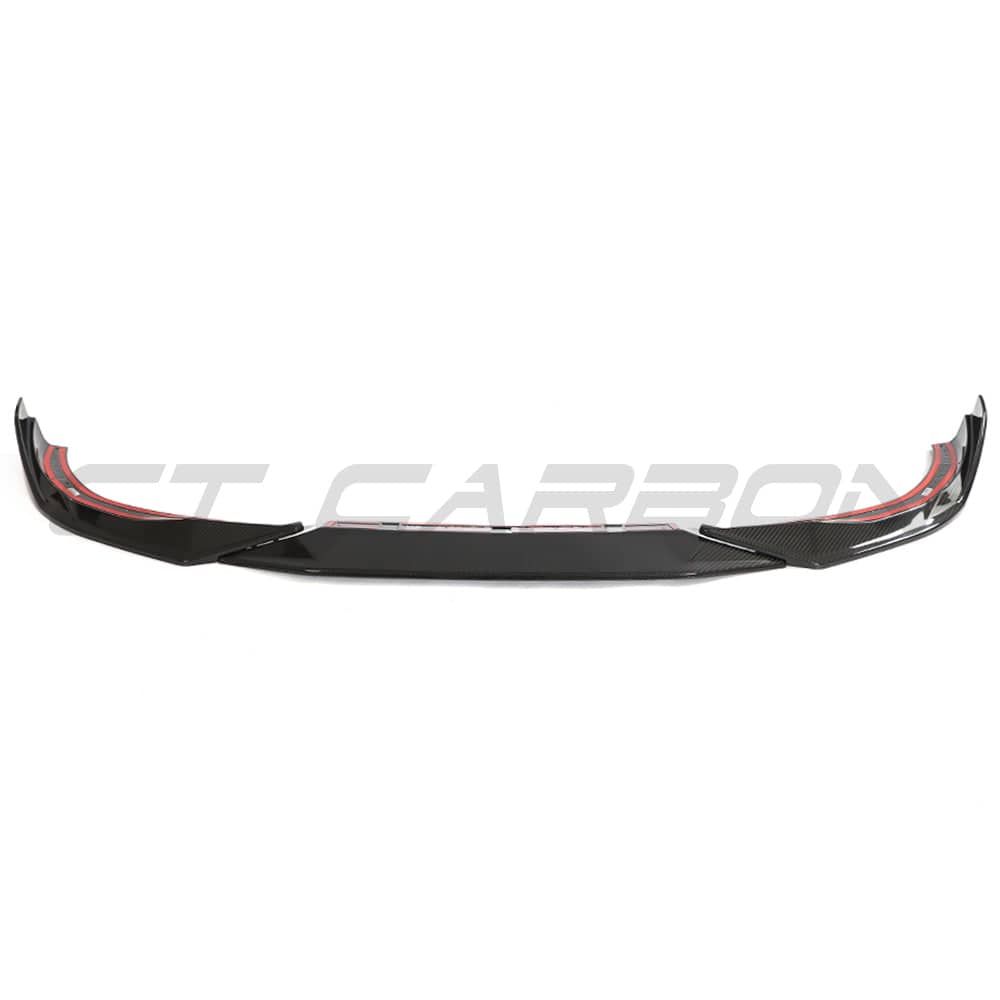 BMW G42 2 Series 2022+ full carbon fibre kit with V6 splitter, designed by CT Carbon, showcasing the sleek, lightweight carbon fibre components.
