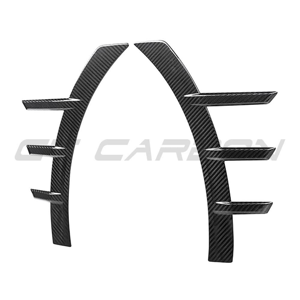 BMW G87 M2 carbon fibre front side fender trim accessory by CT Carbon showing close-up of lightweight, textured carbon fibre design.