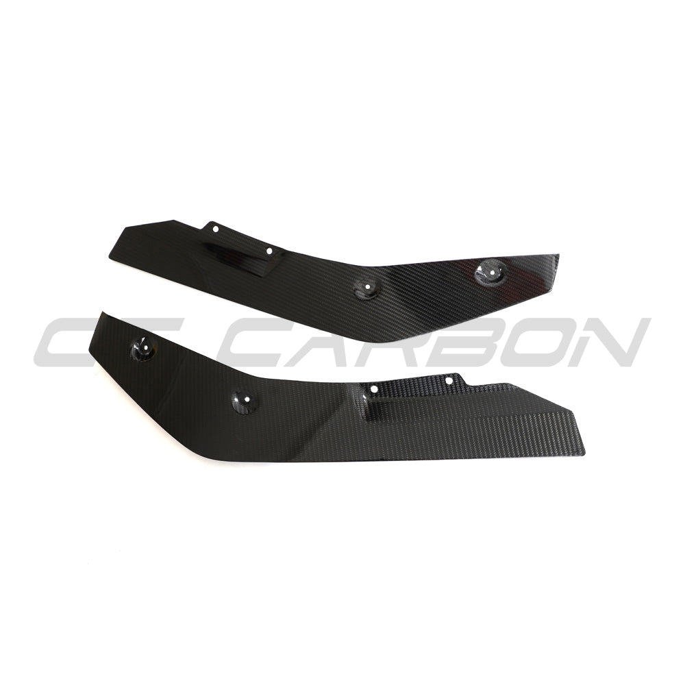BMW G87 M2 carbon fiber rear bumper corners by CT Design, showcasing sleek, lightweight accessories with detailed carbon fiber finish.