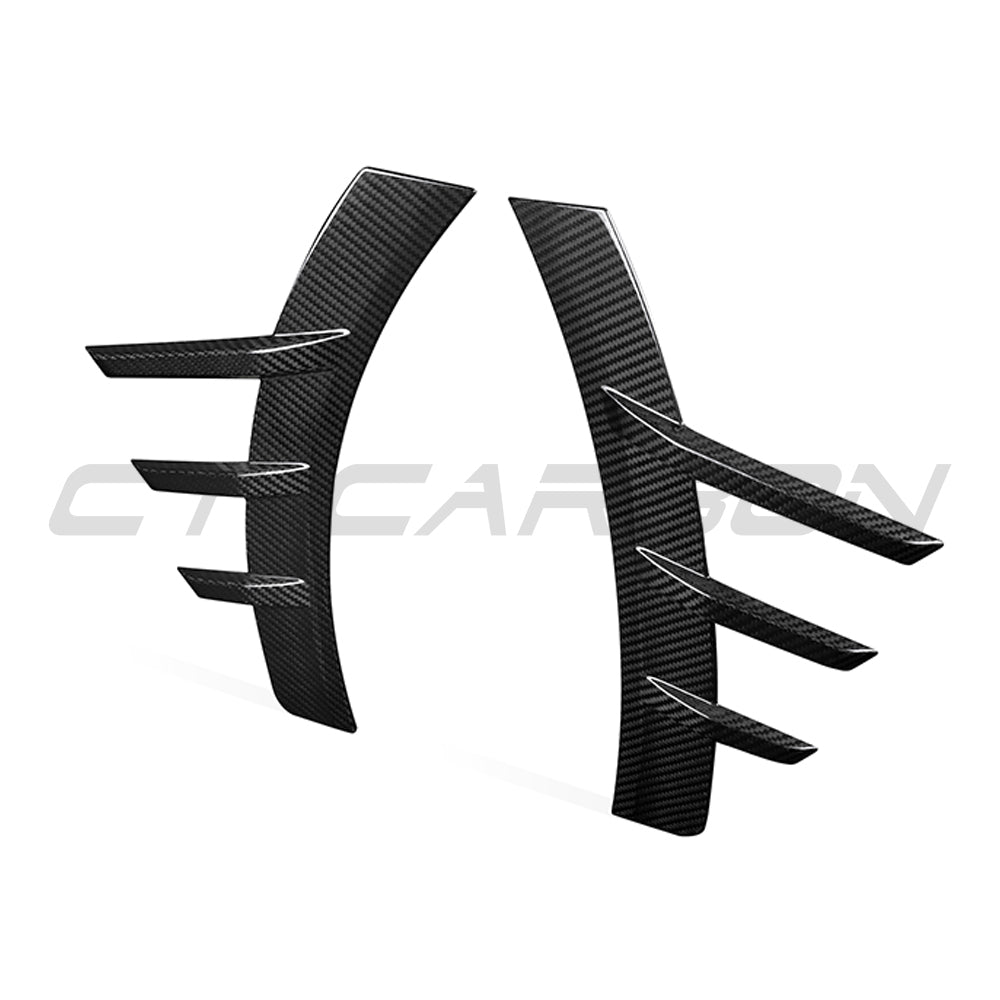 BMW G87 M2 carbon fiber rear side fender trim accessory by CT Carbon, showcasing sleek black carbon fiber material.