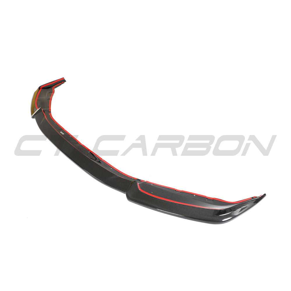 BMW G87 M2 2023 carbon fibre splitter by CT Design, V2 version, showcasing sleek, lightweight aerodynamic car accessory.