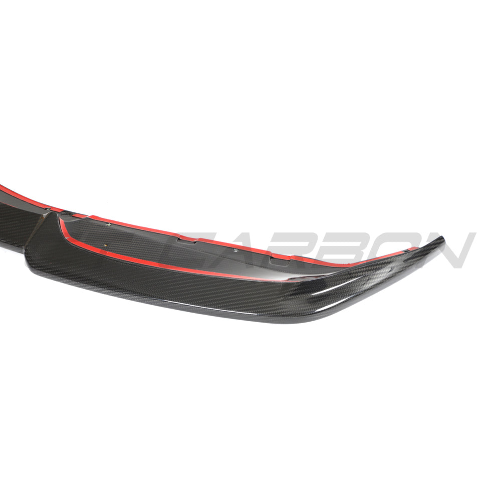BMW G87 M2 2023 carbon fibre splitter by CT Design, V2, showing sleek aerodynamic front splitter detail.
