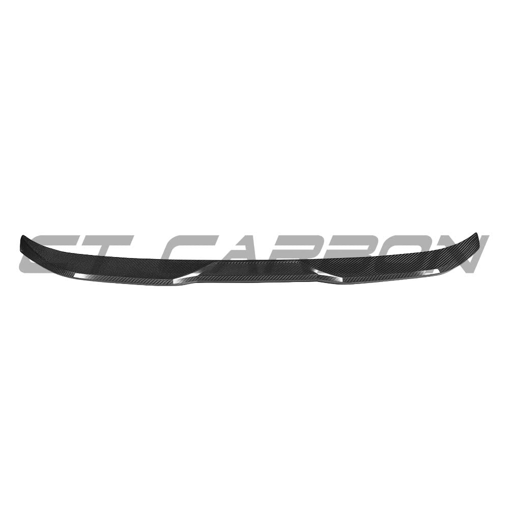 BMW G87 M2 and G42 2 Series carbon fiber spoiler by CT Carbon, V1 style, shown installed on the car's rear wing.