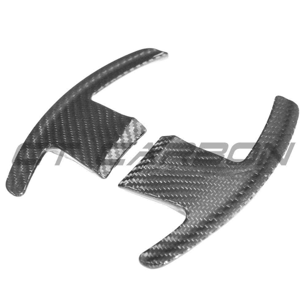 BMW GXX F40 carbon fiber shifter paddles by CT Carbon, showing sleek, lightweight racing-style paddle accessories for the car interior.