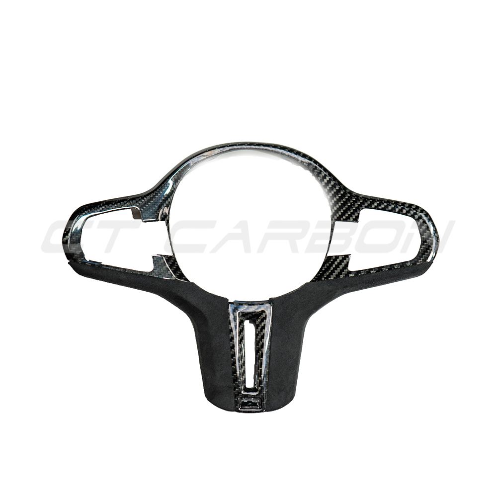 BMW Gxx M series carbon fibre steering wheel trim accessory by CT Carbon, pre-LCI model, shown in close-up view.