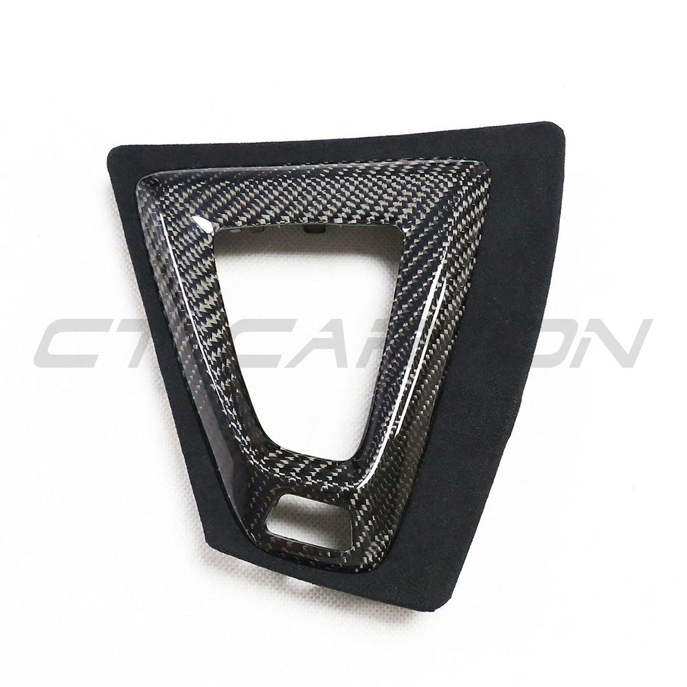 BMW M2C F87 accessories, carbon and Alcantara shifter surround for LHD models, by CT Carbon.