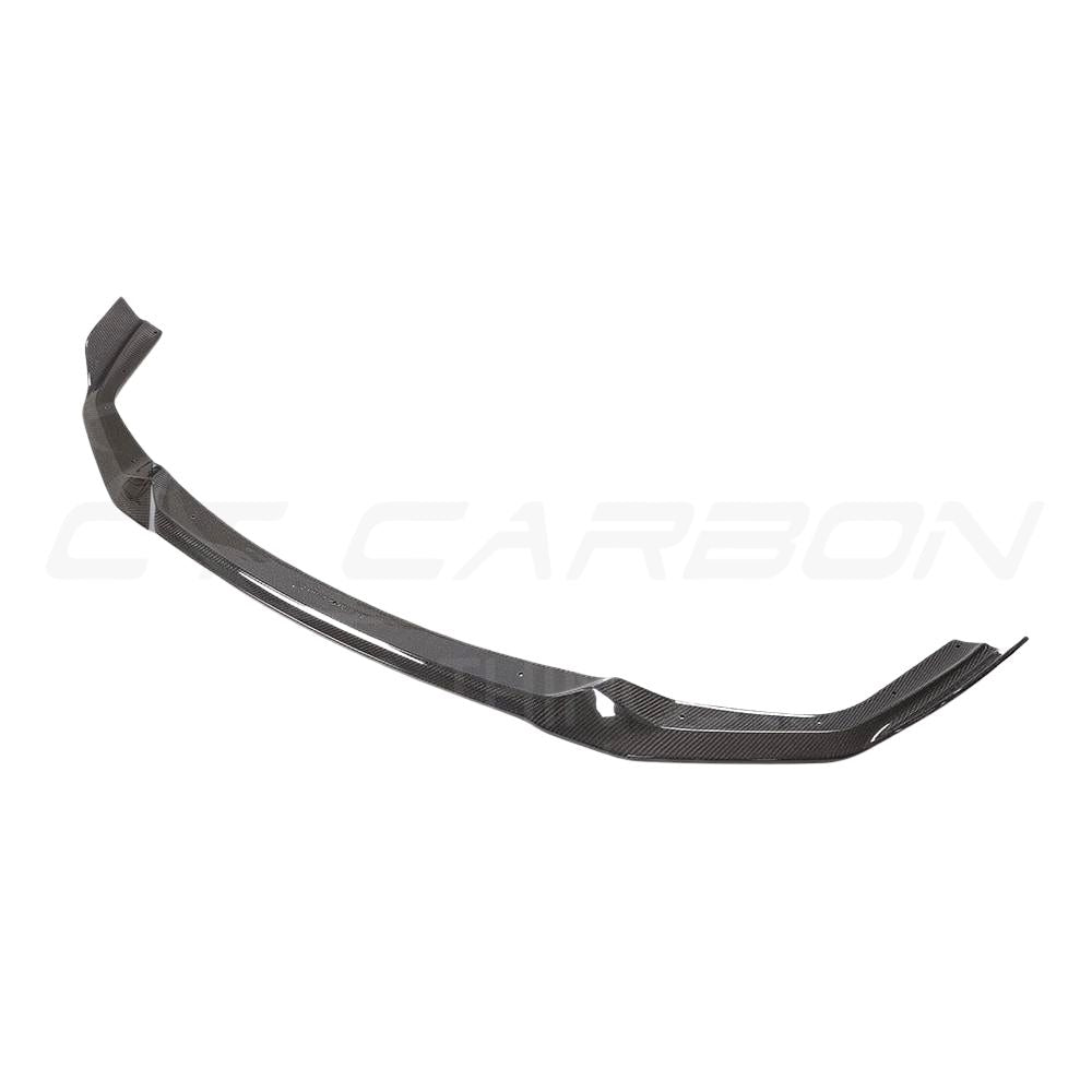 BMW M2C F87 carbon fiber splitter by CT Carbon, V4, featuring a sleek CS style design for enhanced aerodynamics.
