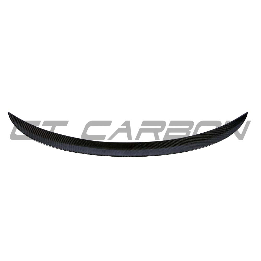 BMW M3 and 3 Series E90 carbon fibre spoiler by CT Carbon, showing sleek V2 spoiler design on the vehicle's rear.