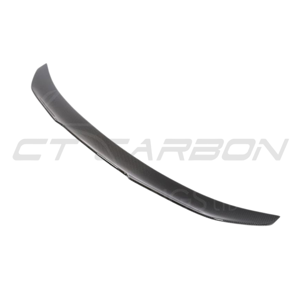 BMW F30 3 Series 2011-2019 full carbon fiber kit by CT Carbon, showcasing a carbon fiber spoiler and ducktail style design.