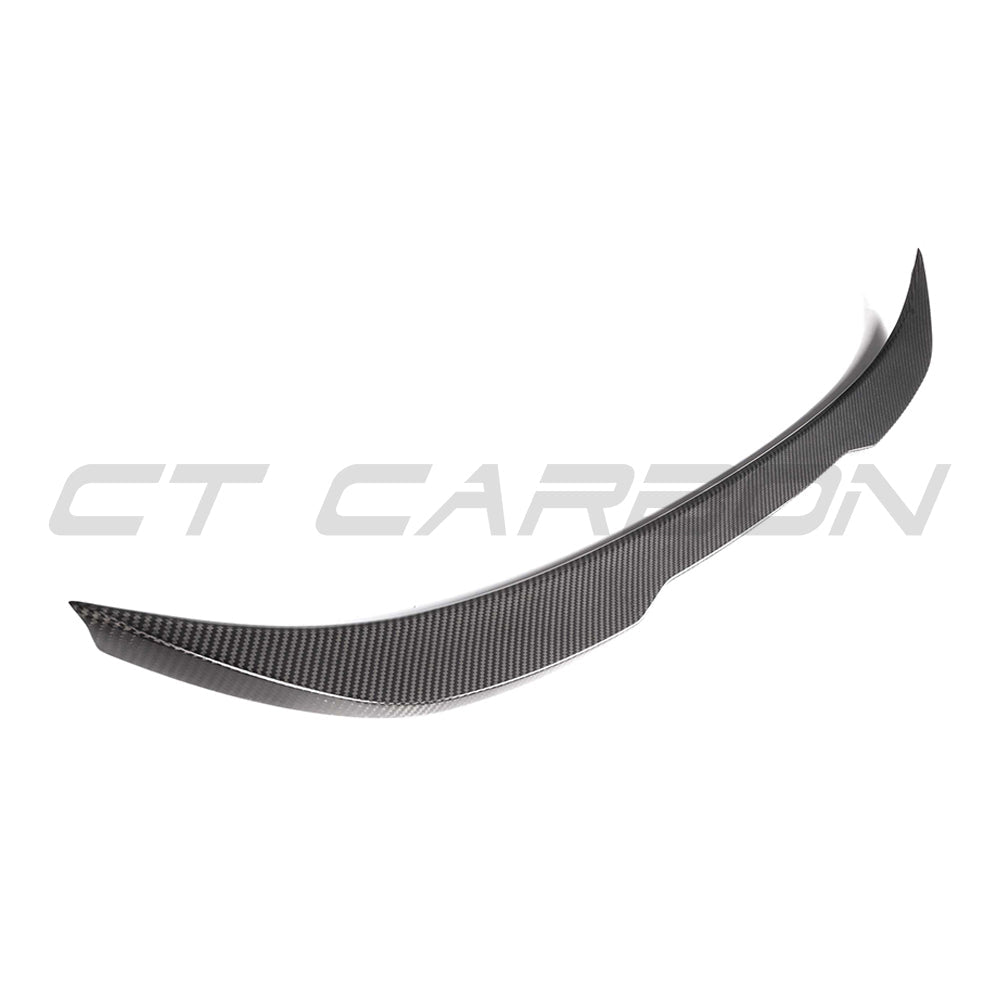 BMW F30 3 Series 2011-2019 full carbon fibre kit by CT Carbon, including V6 spoiler, shown on a sleek car with carbon finish.