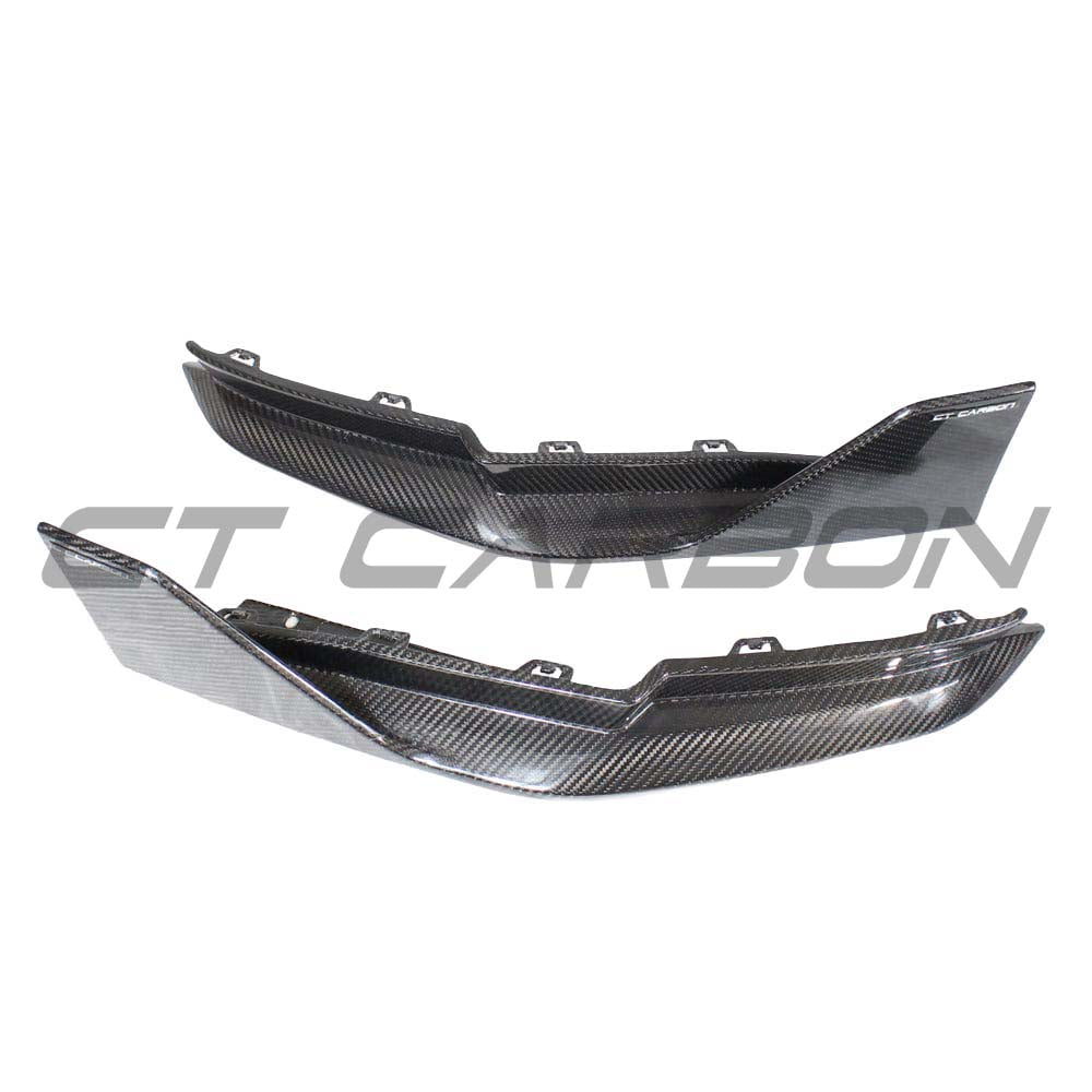 BMW G80 G81 M3 carbon fiber rear bumper corners by CT Carbon, showcasing lightweight, aerodynamic rear accessory with a sleek finish.