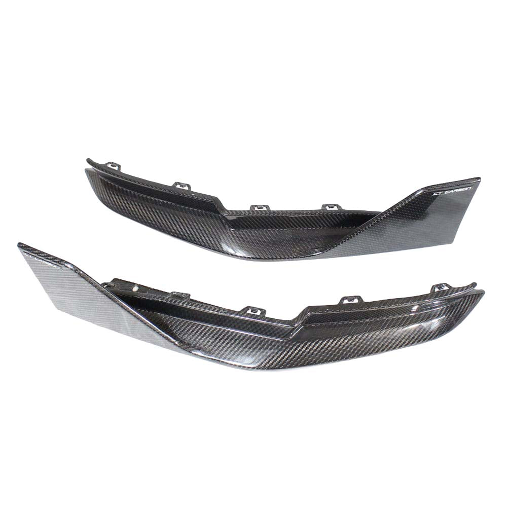 BMW G80 G81 M3 carbon fibre rear bumper corners by CT Carbon, designed as V1 accessories with a sleek, high-performance look.