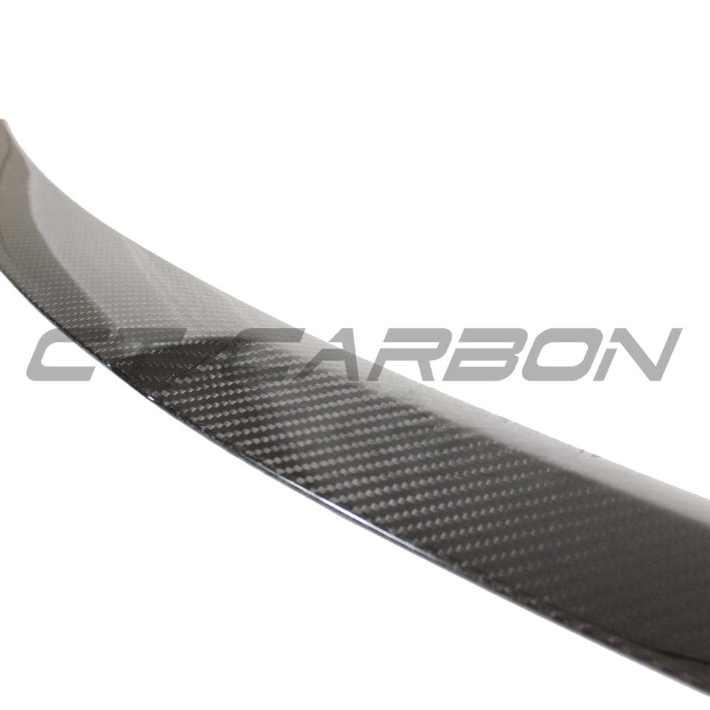 BMW M3 G80 G20 carbon fibre spoiler by CT Carbon, V-style, installed on the rear of the 2018+ model with V8 details.