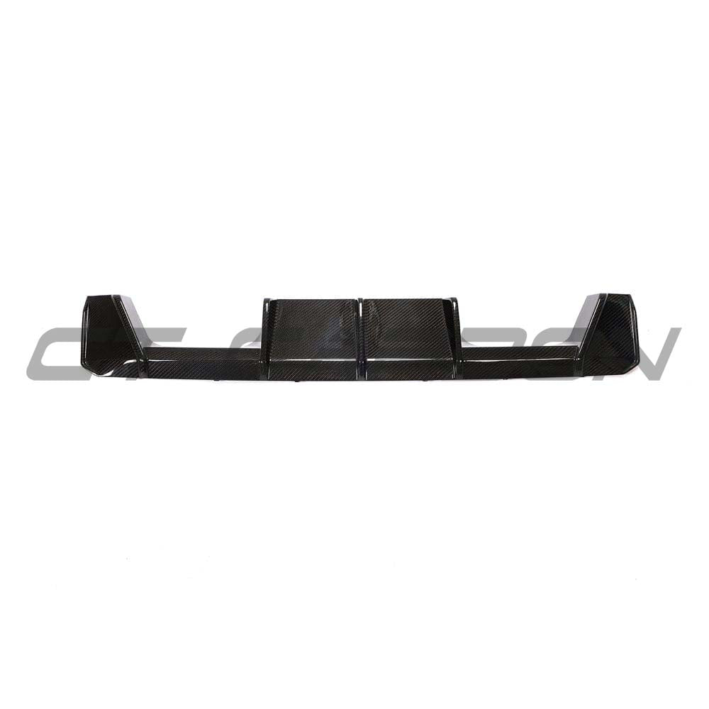 BMW M3 M4 G80 G81 G82 G83 Carbon Fibre Diffuser by CT Carbon, featuring sleek, lightweight carbon fiber design for improved aerodynamics.