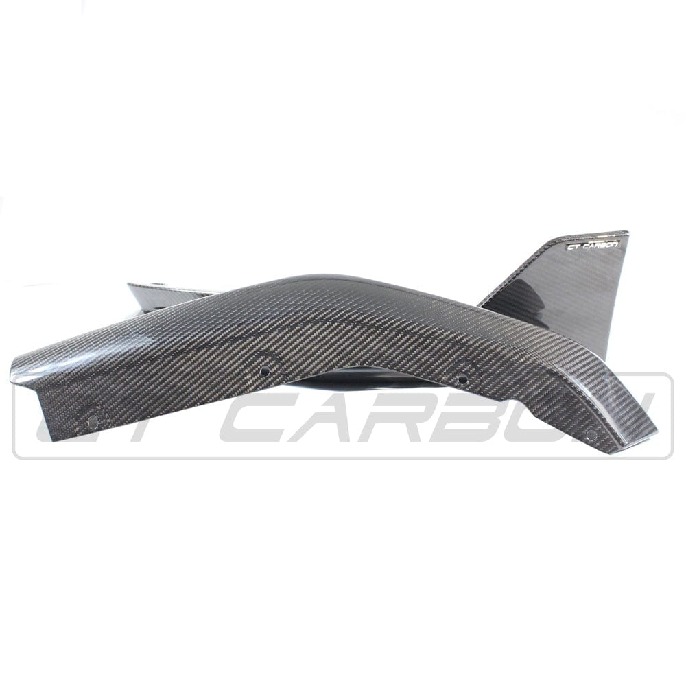 BMW M4 G82 G83 carbon fibre rear bumper corners accessory by CT Carbon, showing sleek V1 style design on the car.