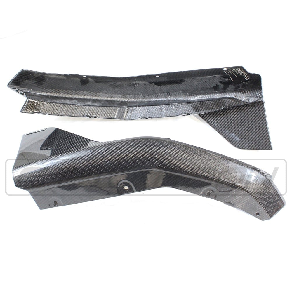 BMW M4 G82 G83 carbon fibre rear bumper corners by CT Carbon, MP Style, for enhanced sporty look and aerodynamic performance.