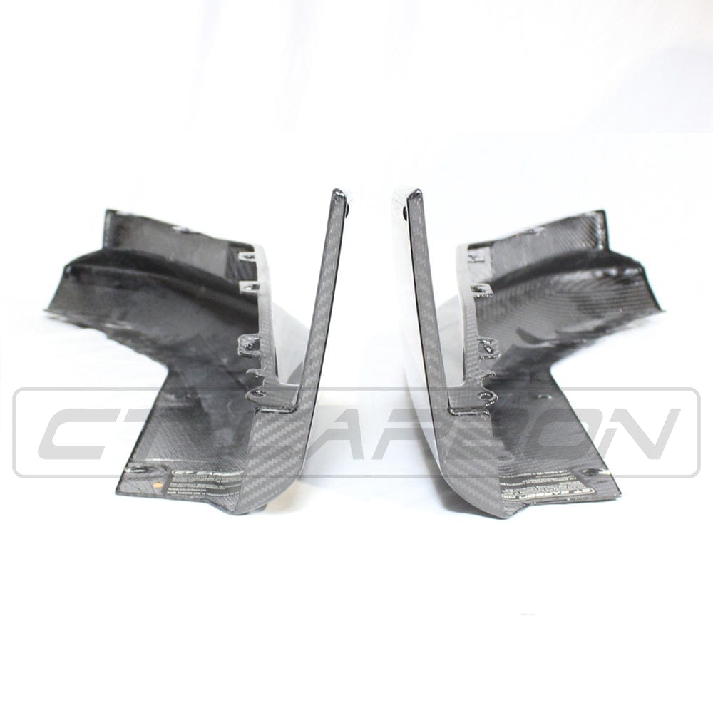 BMW M4 G82 G83 carbon fibre rear bumper corners by CT Carbon, MP style, showcasing sleek, lightweight automotive accessory details.