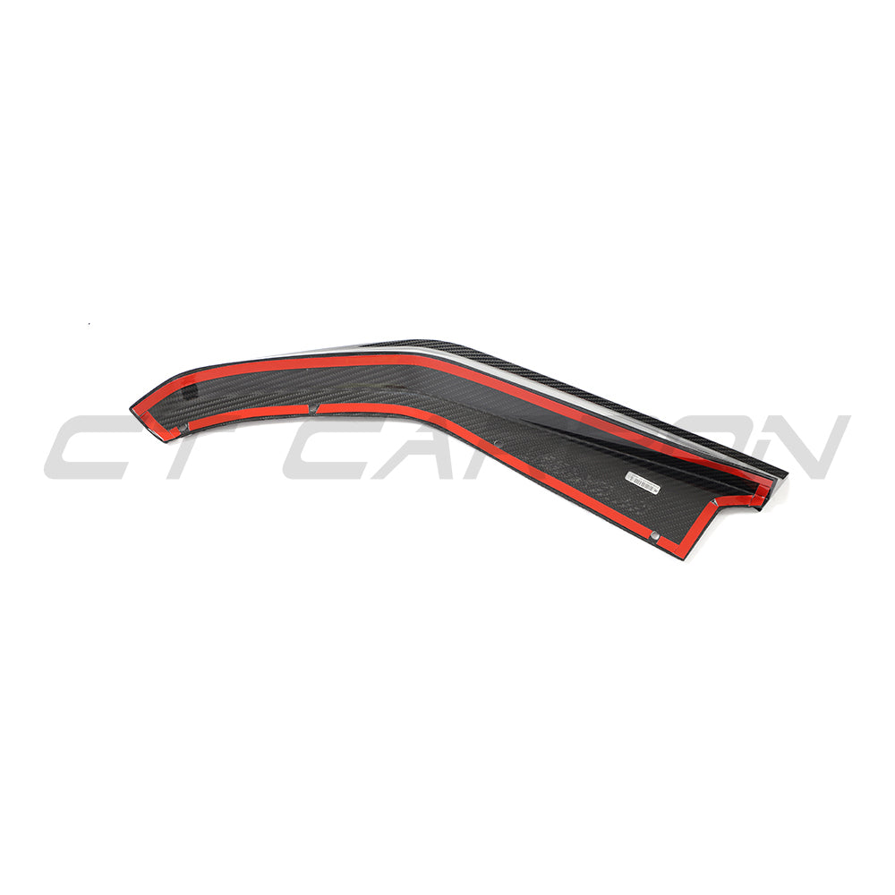 BMW M3 G80/G81 carbon fiber rear corner extensions by CT Design, showcasing sleek, lightweight car accessory details.