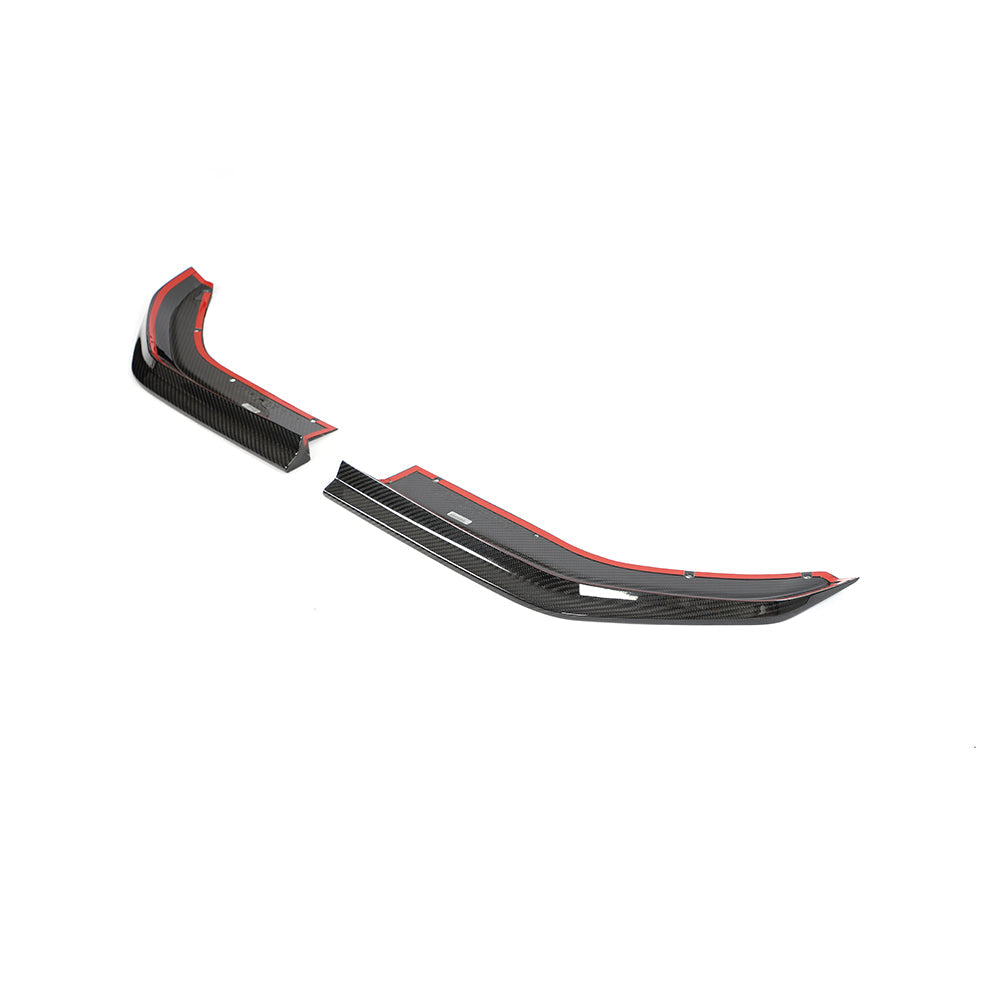BMW M3 G80/G81 carbon fibre rear corner extensions by CT Carbon, showcasing sleek, lightweight accessories for enhanced rear design.