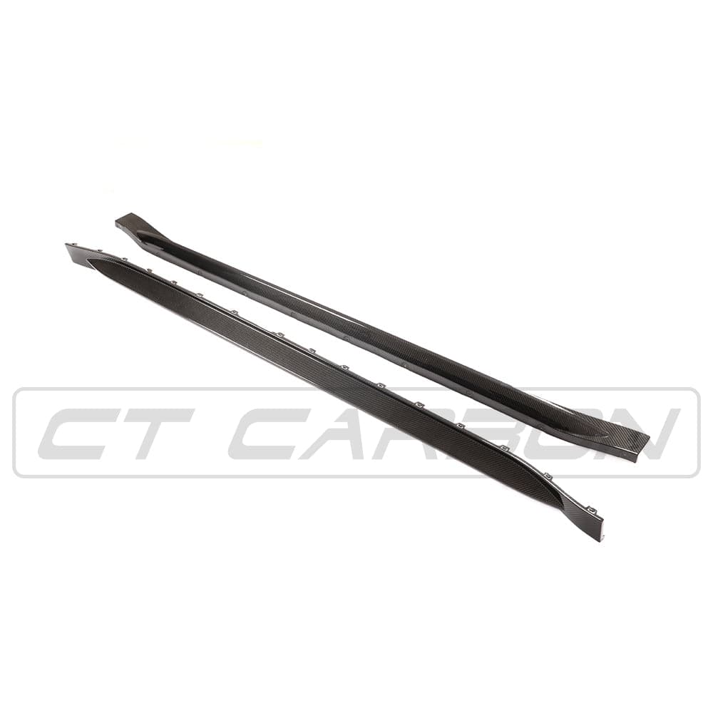 BMW M4 G82 G83 carbon fibre side skirt replacement by CT Carbon, showcasing the sleek, lightweight design and carbon fibre finish.
