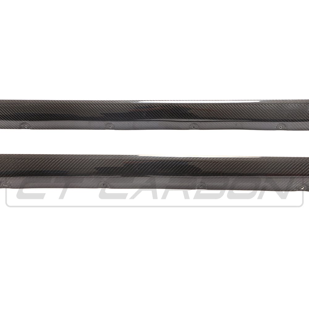 BMW M4 G82 G83 carbon fiber side skirt replacement by CT Design, showcasing the sleek, lightweight carbon fiber construction.