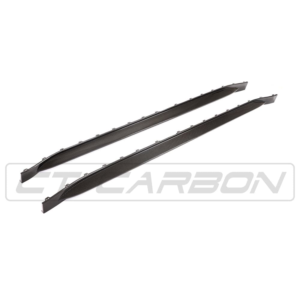 BMW M4 G82 G83 carbon fibre side skirt replacement by CT Design, showcasing sleek, lightweight side skirt for enhanced aerodynamics.