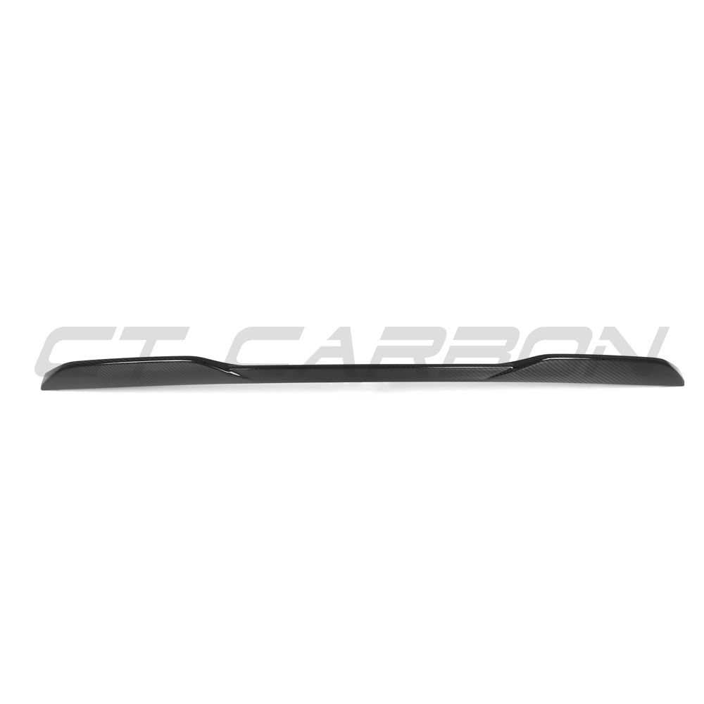 BMW M4 G82 G22 Pre-Preg Carbon Fibre Spoiler by CT Carbon, front view showing sleek aerodynamic design