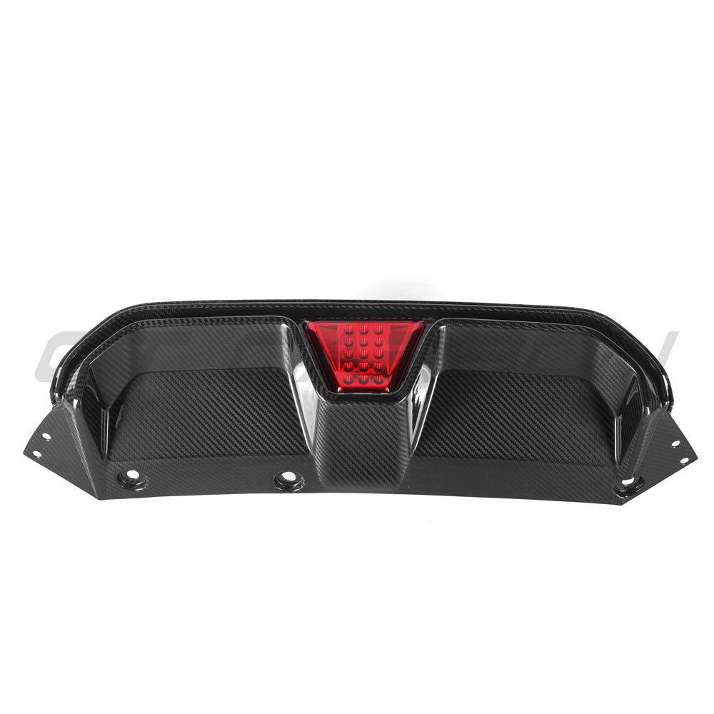 BMW M5 F90 2018-2024 CT Carbon carbon fiber diffuser with LED lights, featuring a sleek pre-preg style for enhanced aerodynamics.