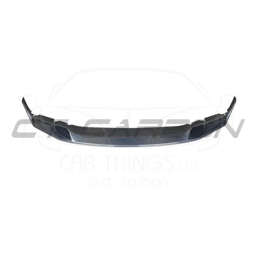 BMW M5 F90 2017-2020 CT Carbon GTS-style carbon fiber splitter for pre-LCI model, showcasing sleek aerodynamic design.