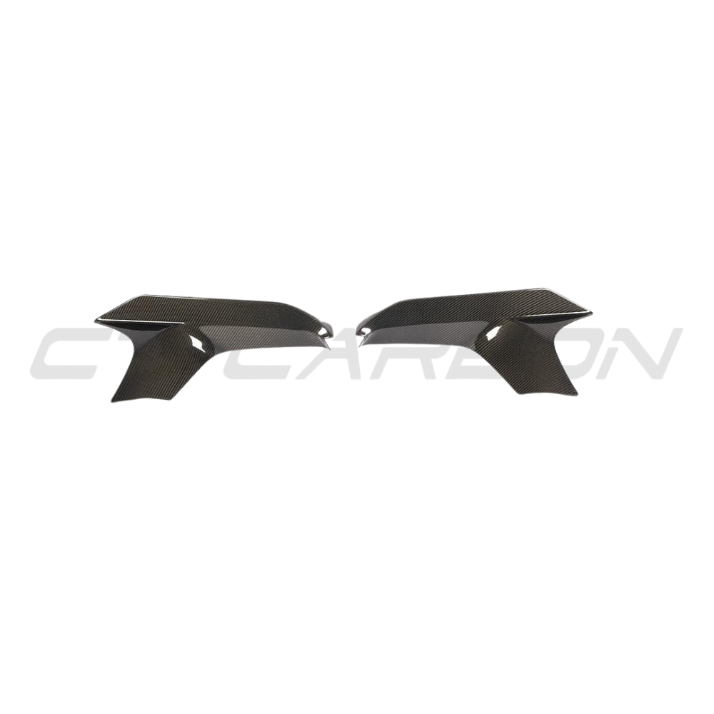 BMW M5 F90 pre LCI carbon fibre splitter corners by CT Carbon, showing sleek, aerodynamic design for enhanced sporty appearance.