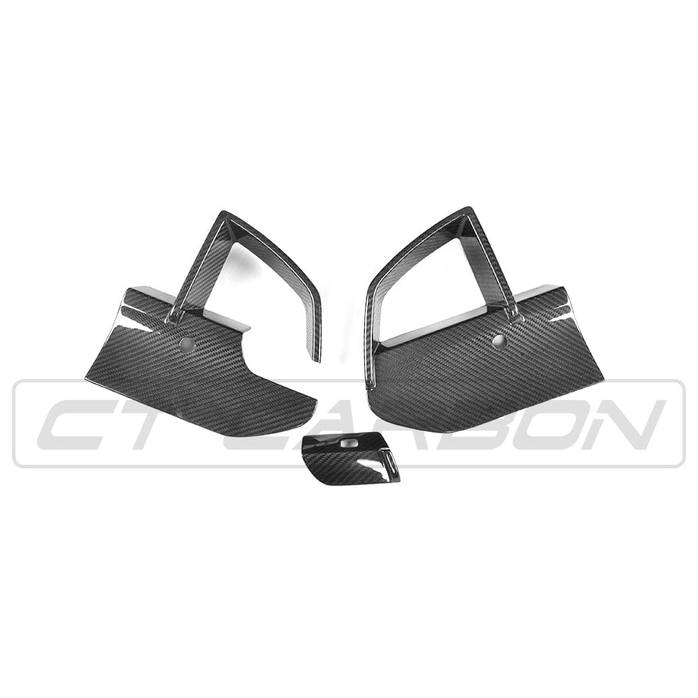 BMW X3 G01 carbon fibre front bumper vent trims, car accessories by CT Carbon, close-up view of sleek vent trim details