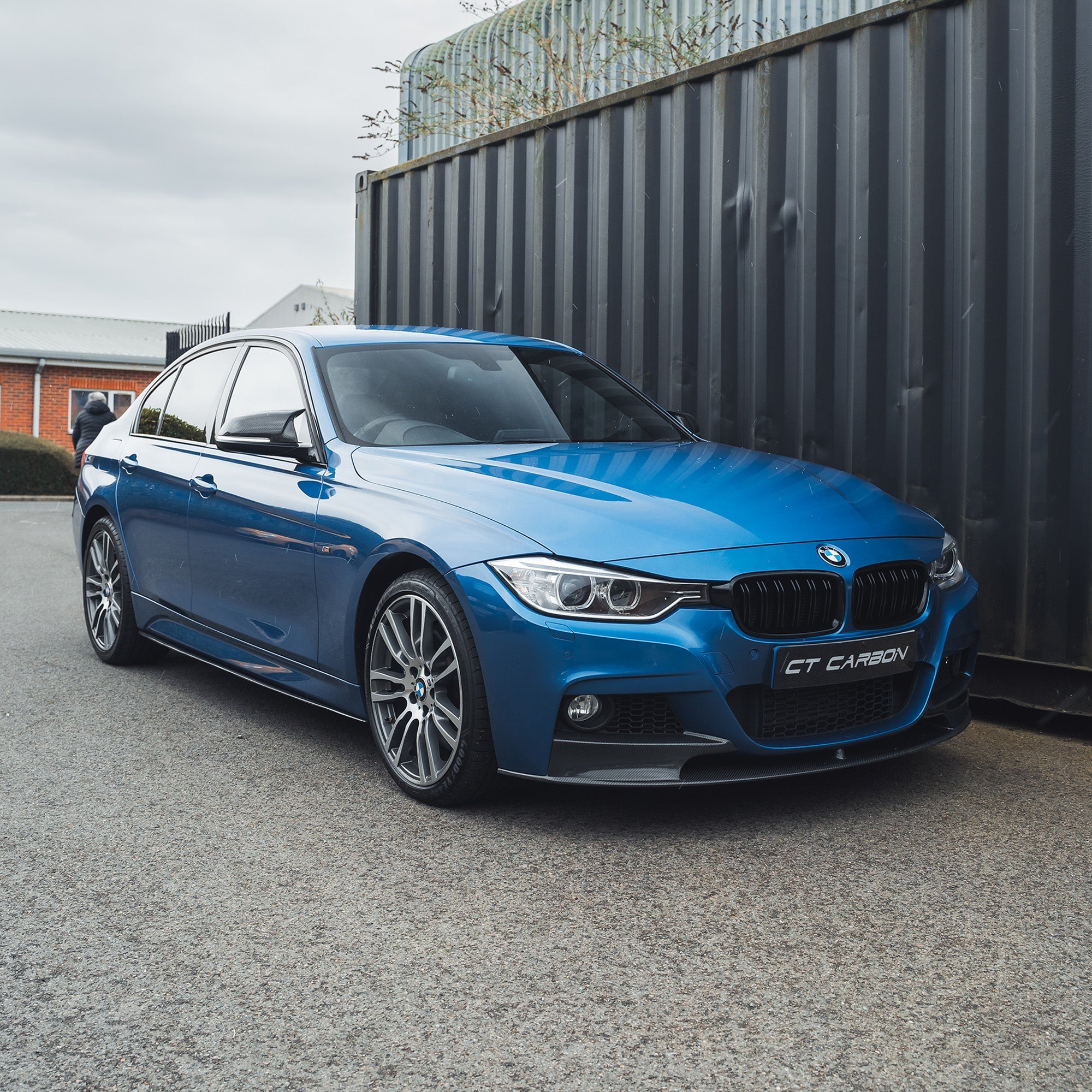 BMW F30 3 Series saloon with CT Carbon full carbon fibre kit, showing sleek aerodynamic components on the car.
