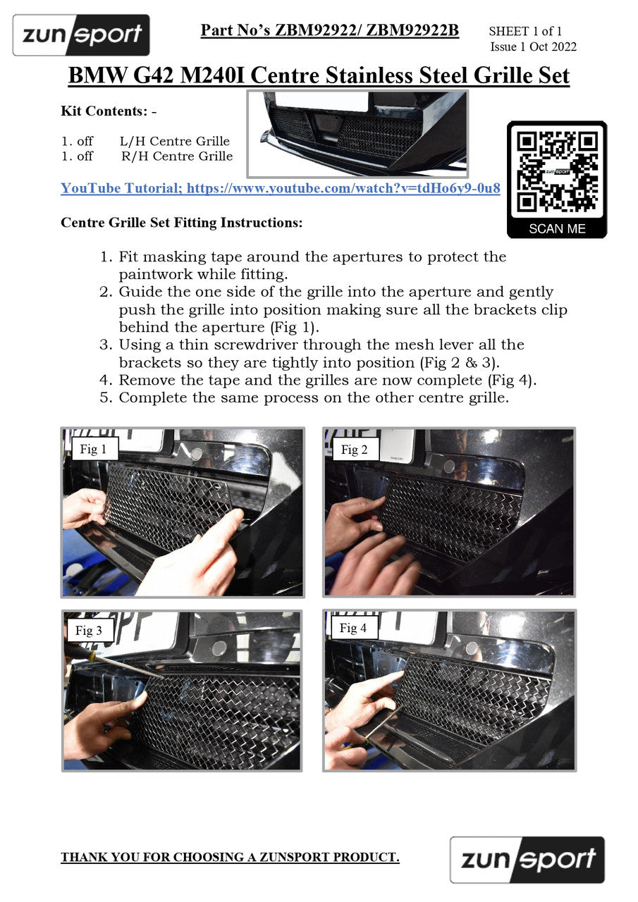BMW G42 M240i - Front Grille Set