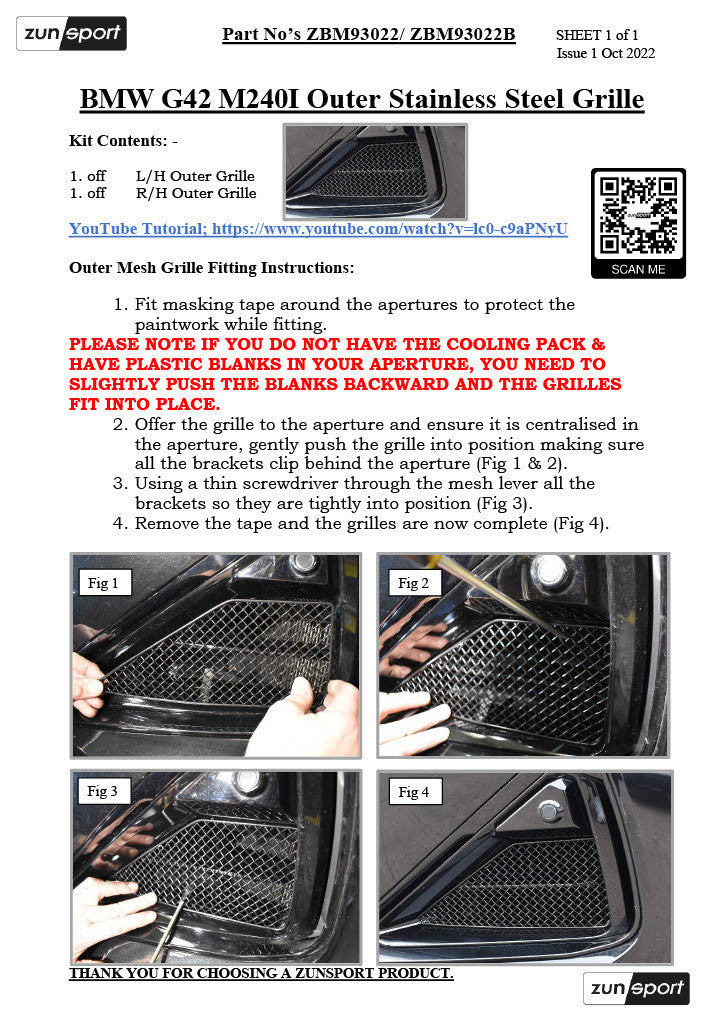 BMW G42 M240i - Front Grille Set - Nineteen72 Performance