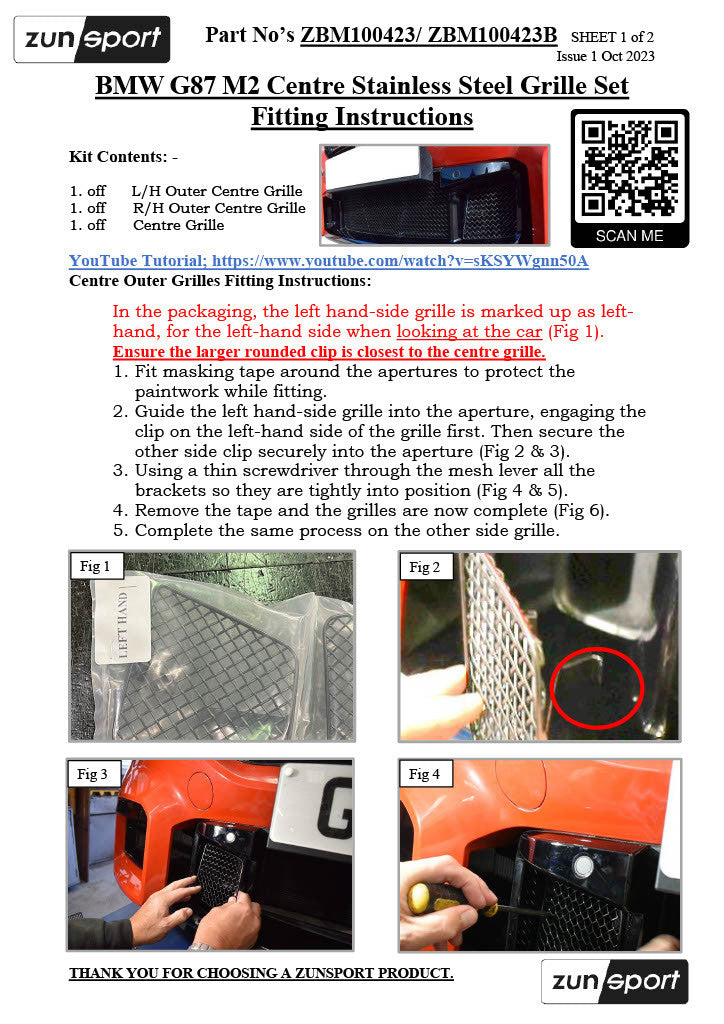 BMW G87 M2 - Front Grille Set