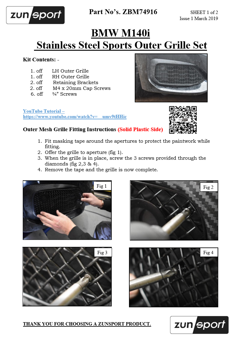 BMW M140i - Front Grille Set